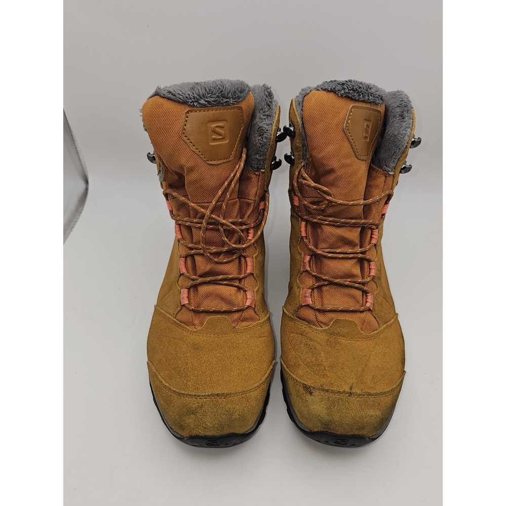 Salomon Women Ellipse GTX Rawhide Leather Living Coral Brown Snow Boots Sz 7.5